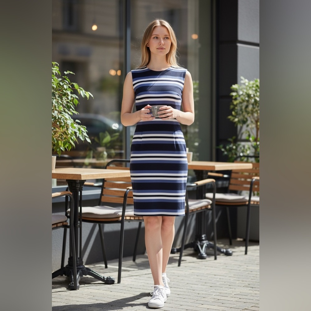 MICHAEL MICHAEL KORS Sleeveless Blue Stripe Dress